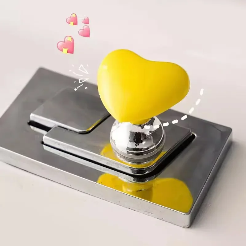 Heart Shaped Toilet Press Button  Toilet Drain Button Tank Push Switch NailProtector Love Button Bathroom Accessori