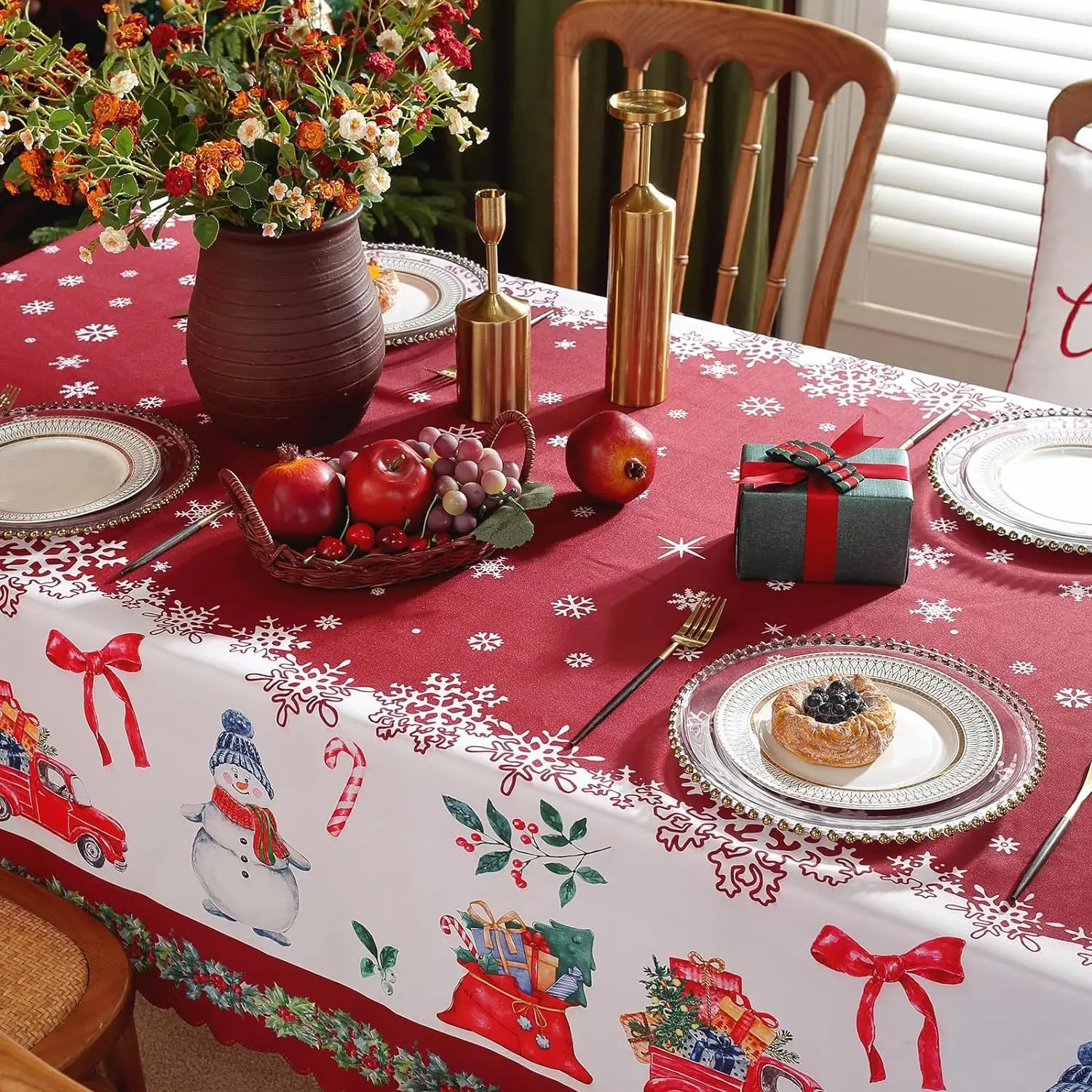 Customized Christmas tablecloth, rectangular Christmas tablecloth, used for wiping and cleaning Christmas parties