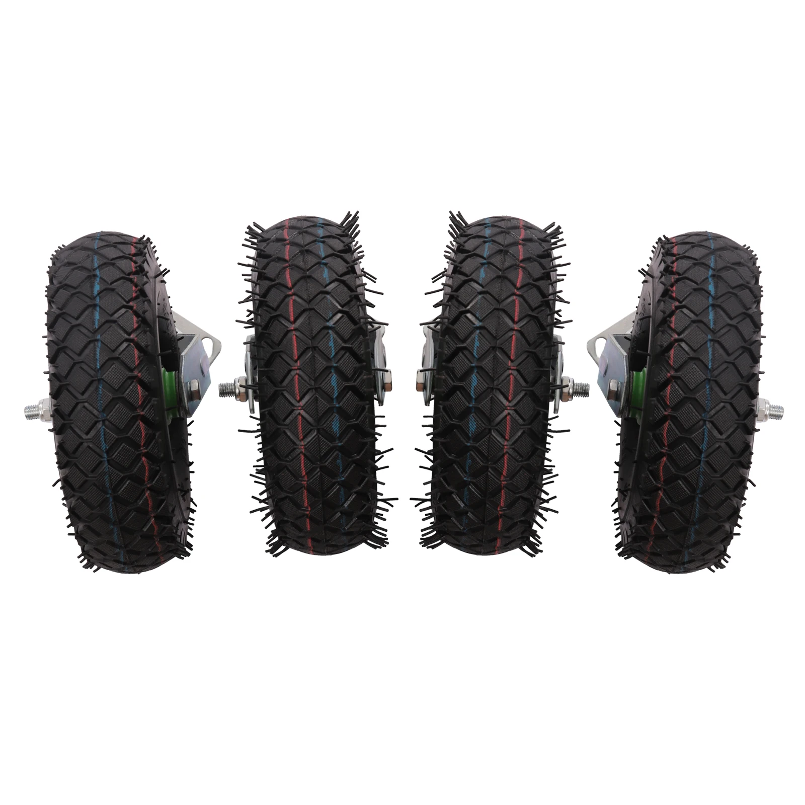 4 Pack 10 Inch Pneumatic Rubber Caster Wheels 2 Swivel + 2 Fixed Heavy Duty 661LBS Load Inflatable Tire Casters Galvanized Bracket