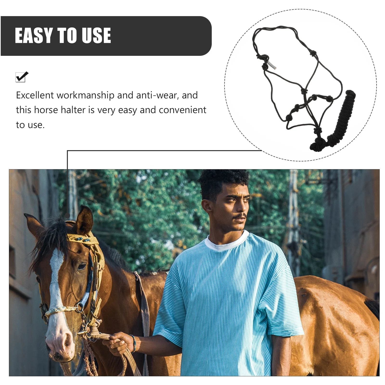 

Halter Wear-Resistant Durable Training Equipment Portable Lightweight Horse Head Collar Safety Bridle Outdoor