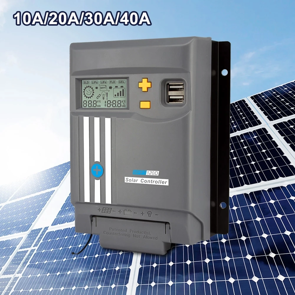 DIDITO MPPT Solar Charge With WIFI LCD Display 20A 30A 40A Controller Solar Panel 12V/24V Battery Regulator Dual USB LifePo4