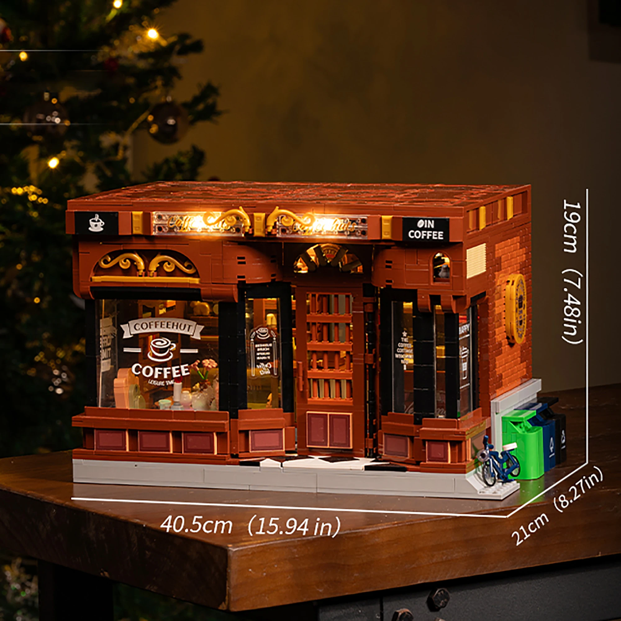 アメリカンスタイルのコーヒーショップビルディングブロック ライト付き 1904ピース ストリートビュー レトロカフェストア モジュラーブリックおもちゃ 子供 大人 ギフト