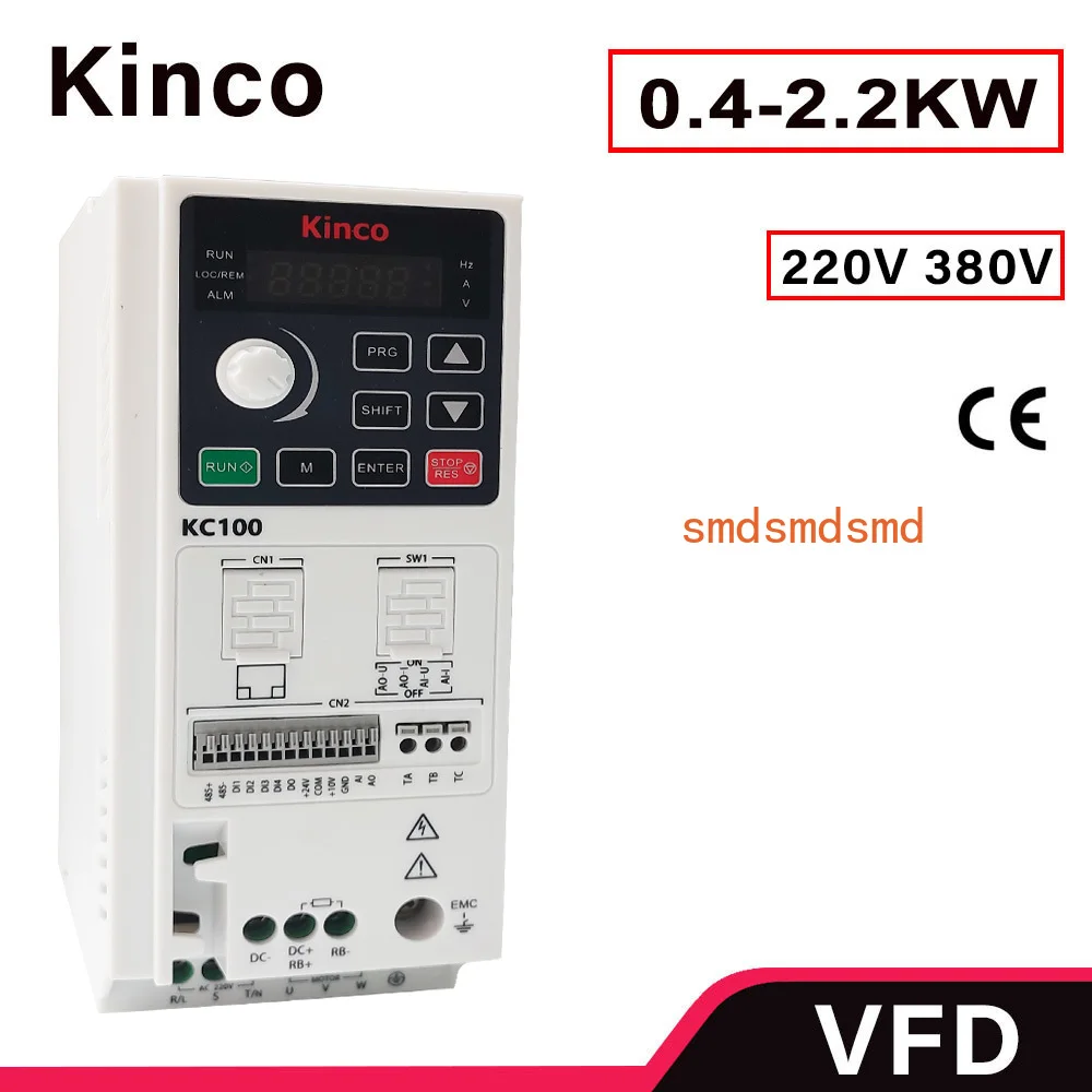 

KC100 Инвертор VFD от 220 В до 380 В, однофазный, 3 фазы, 0,4 Вт, 0,75 кВт, 1,5 кВт, 2,2 кВт, 3,7 кВт, встроенный EMC, низкая скорость, высокий крутящий момент