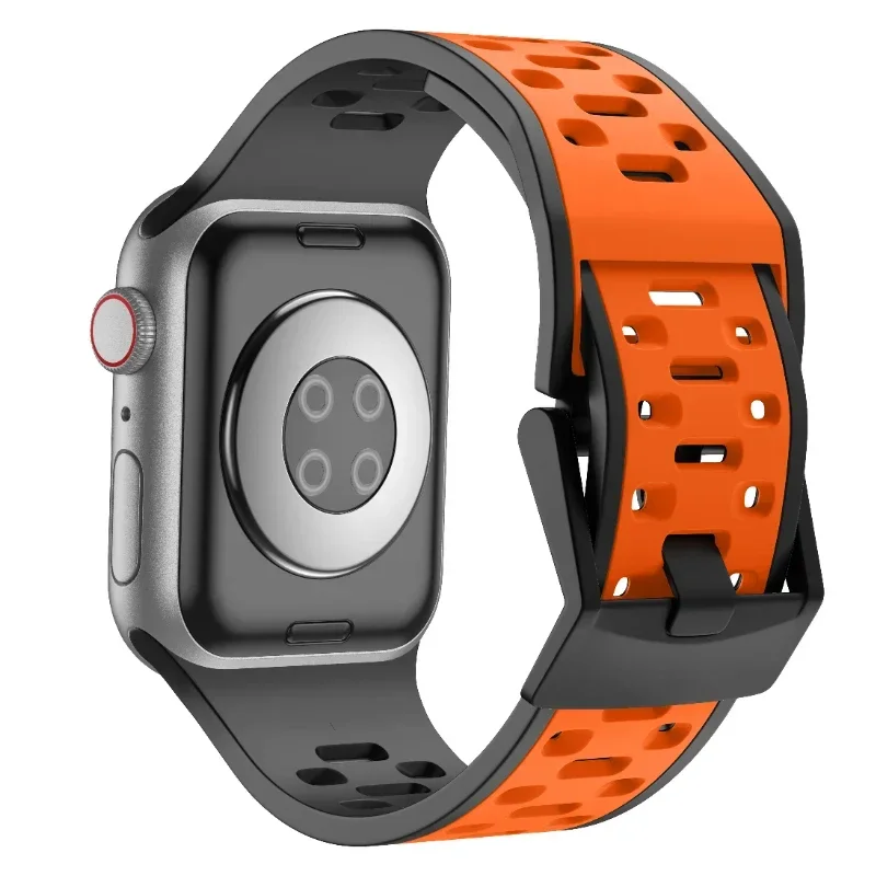 Apple Watch用シリコンストラップ,通気性ブレスレット,ウルトラ2,49mm,10,9,8,7,46mm, 45mm,iwatch 6,5,4,se 44mm、42mm