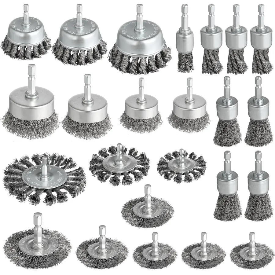

Pcs Wire Wheel Brush for Drill, Heavy Duty Drill Wire Brush Set, 1 4 Hex Shank Wire Brush Drill Attachments Coarse Carbon Steel