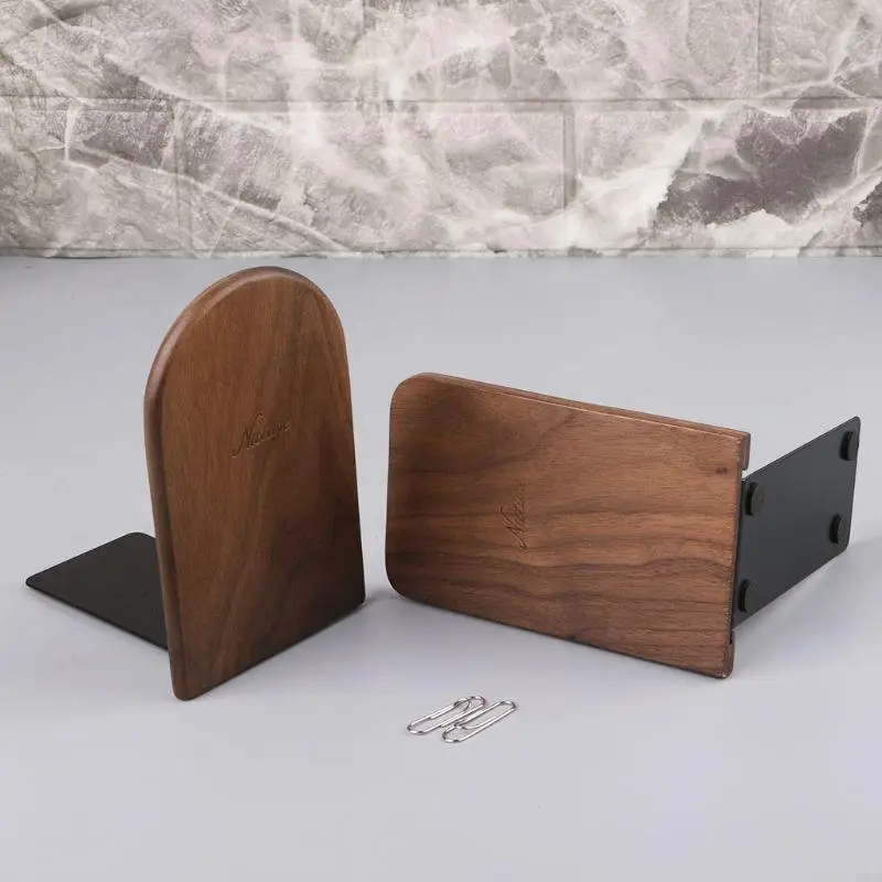G8TA Walnut Desktop Office Office Home Bookends Weads Stand Holde