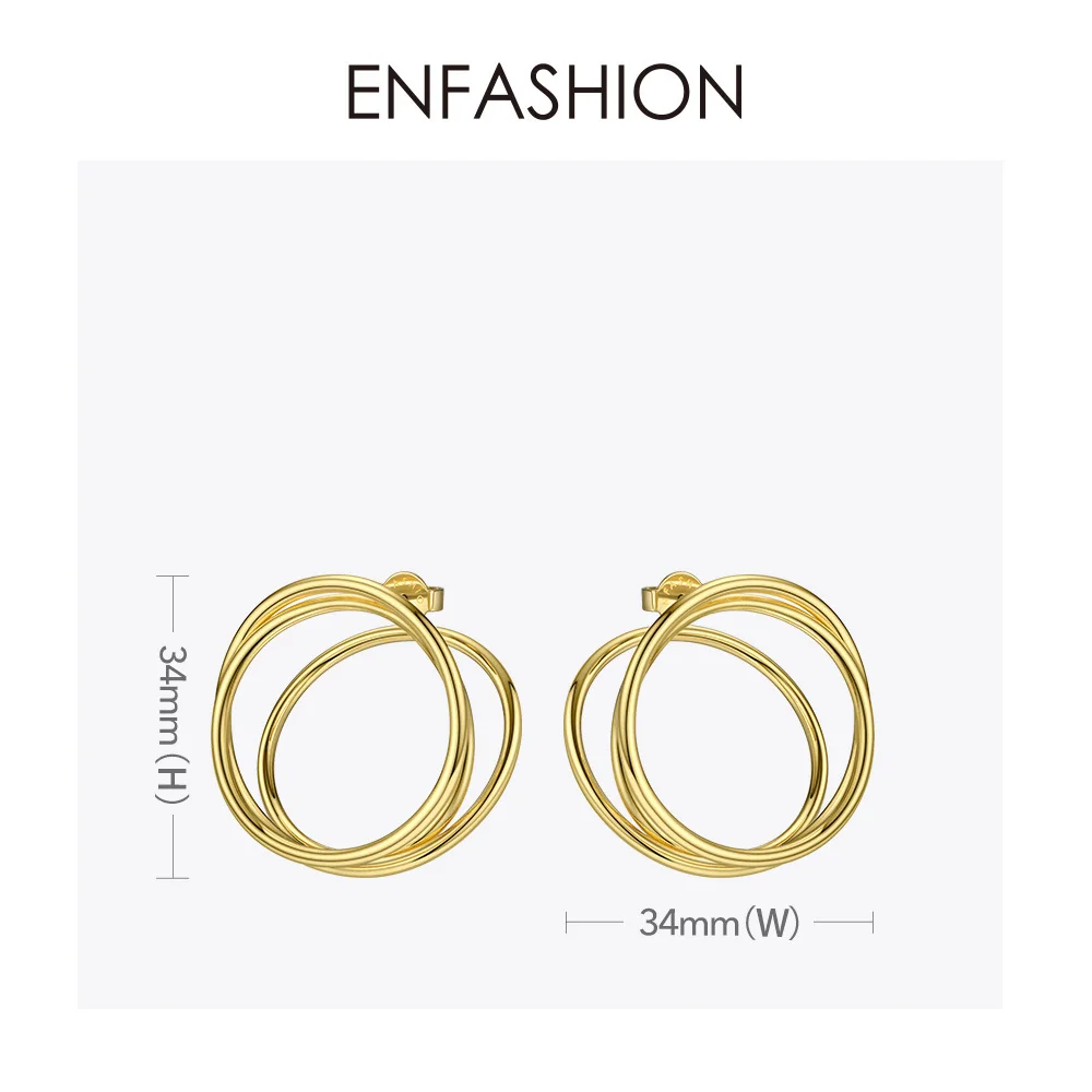 ENFASHION Multi-layer Circle Stud Earrings For Women Punk Geometric Simple Line Earings Statement Fashion Jewelry Oorbellen 1032