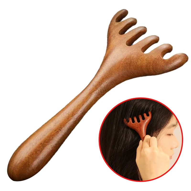 Masajeador de cuero cabelludo, herramienta Gua Sha, rascador de espalda, Spa, peine de masaje meridiano de mano, cuidado del cabello, promueve la circulación sanguínea, 1 ud.