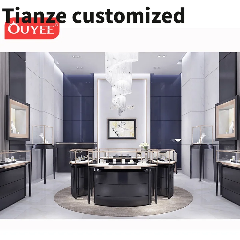 Customized-Modern Jewelry Aluminum Glass Display Showcase/Lockable Glass Vitrine Showcase Display Cabine Jewellery Store Layout