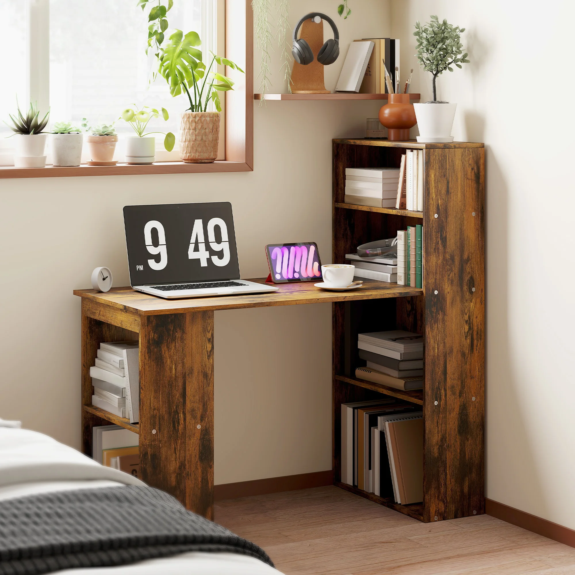 HOMCOM 120 سم مكتب كمبيوتر رف كتب طاولة كتابة 6 أرفف #1