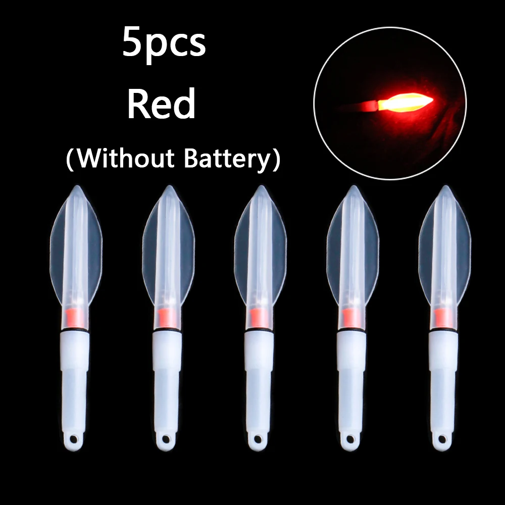 5 pièces lumières de pêche de nuit, (sans batterie) lampe d'attraction de poisson sous-marine, lampe leurre pour étang de banque de rivière de lac en plein air