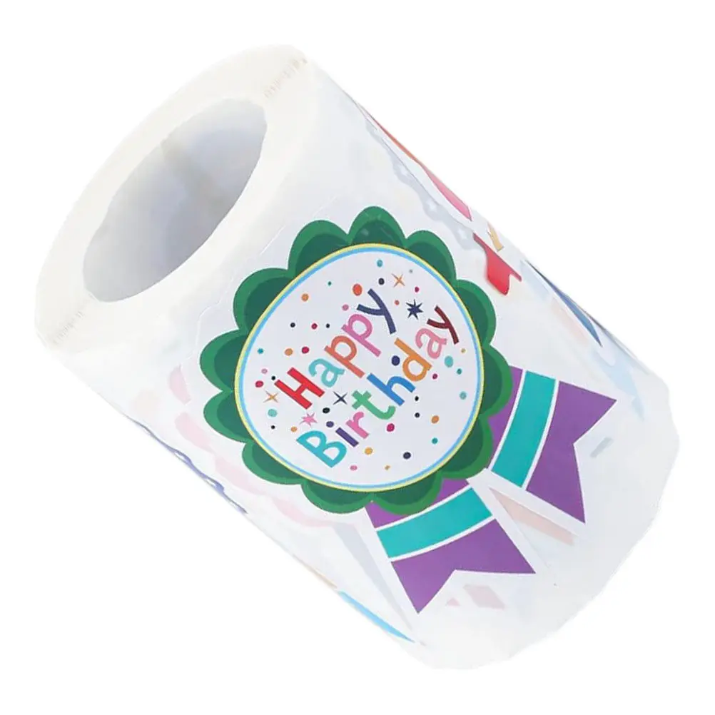 

200Pcs Happy Birthday Badge Stickers Colorful Self-Adhesive Present Tags for Party Favor Scrapbooking Classroom Decoration
