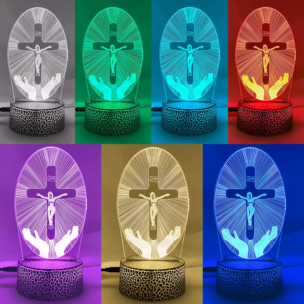 Crucifixion of Jesus Led Night Light for Church Decoration Lights Cool Gift for Christians Usb Battery Powered Room Table Lamp