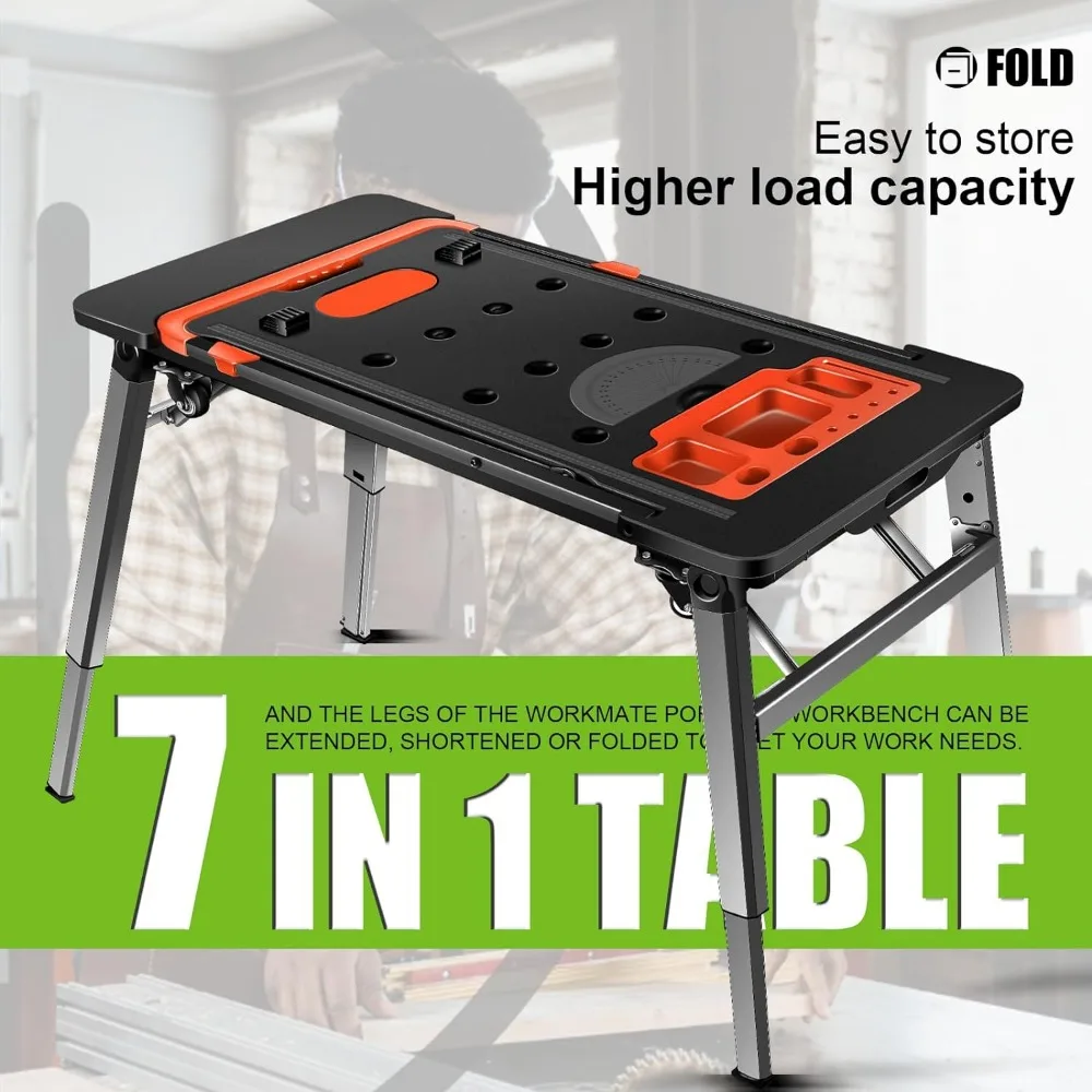 Imagem -05 - Bancada Multiuso Heavy Duty com Rodas em Bancada Dobrável Perna de Aço Móvel Montagem Livre Table550lbs Load