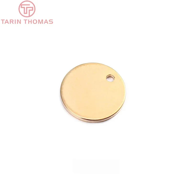 (1406) 10PCS 20MM 24K Gold Color Brass Round Disk End Charms Jewelry Findings Earrings Accessories Wholesales