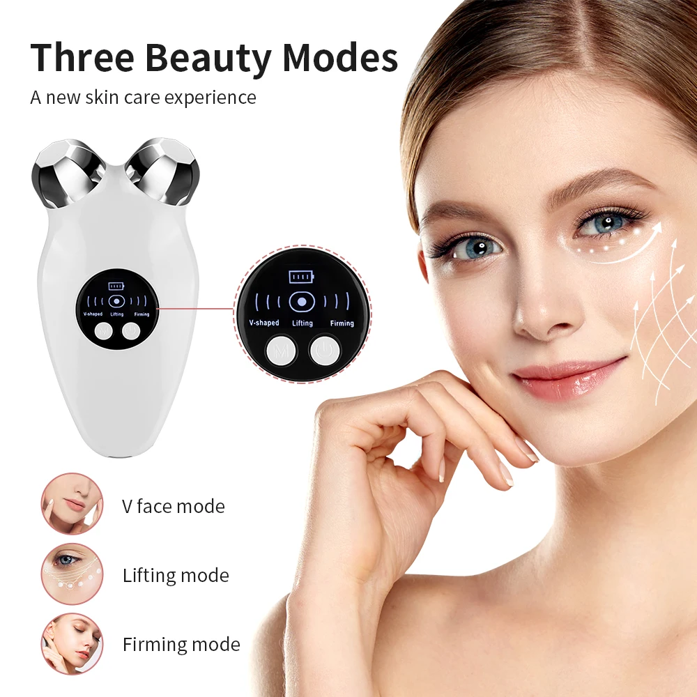 Micro-current Beauty Device Electric V Face Instrument Firms and Lifts Skin 45℃ Warm Compress Face Lift Rolloer Massage Tool