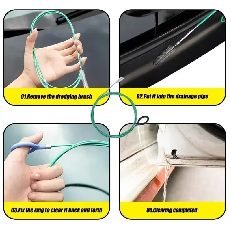 3M Upgraded Car Sunroof Drain Cleaning Tools Brush Pipe Cleaner Thin Unblocker Sunroof Windshield Wiper Drainage Holes amagi