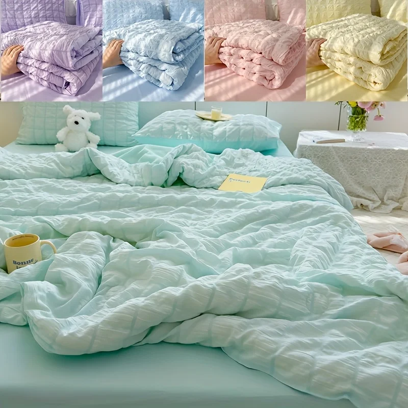

Cooling Quilt Soft Breathable Cream Summer Cooling Quilt Lightweight Thin Quilt Quilted Construction for Bedroom Living Room 이불