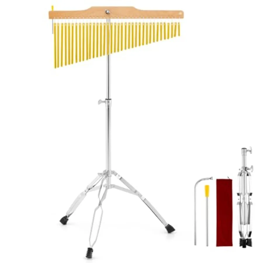 

36-Bar Chime Wind Chimes Set with Fir Wood Beam and Adjustable Stand in Natural Finish for Classroom Band Church Sound Healing