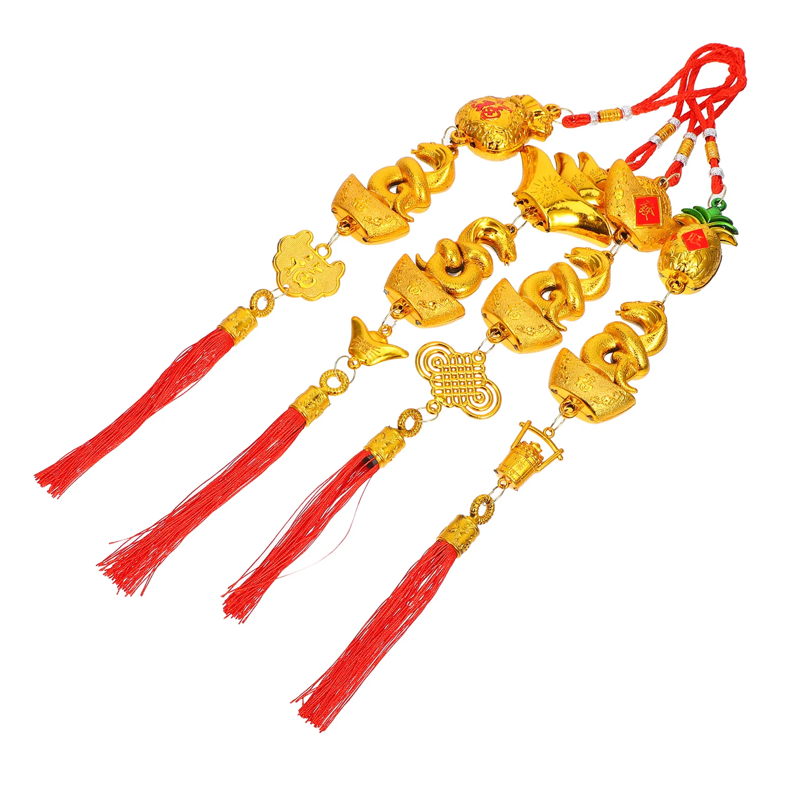 

4Pcs Chinese New Year Pendant Snake Themed Tassels Hanging Decor Bonsai Door Car Festival Supplies New Years Decorations