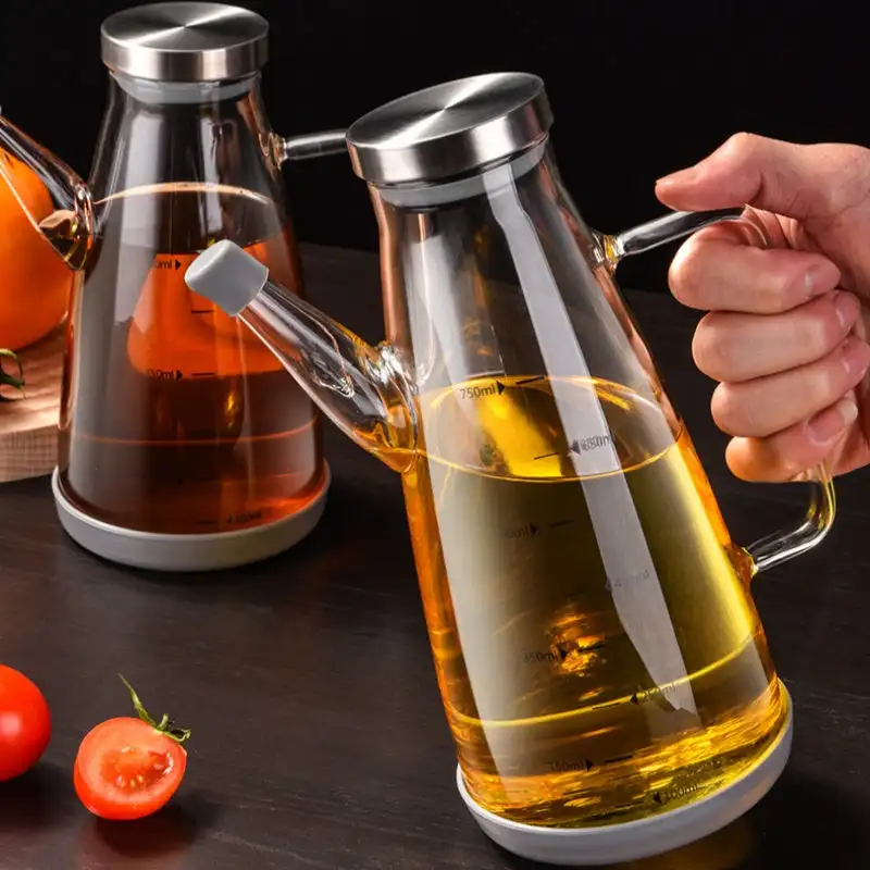 High borosilicate glass oil pot large capacity household kitchen soy sauce pot vinegar spice jar does not hang oil glass oil jar