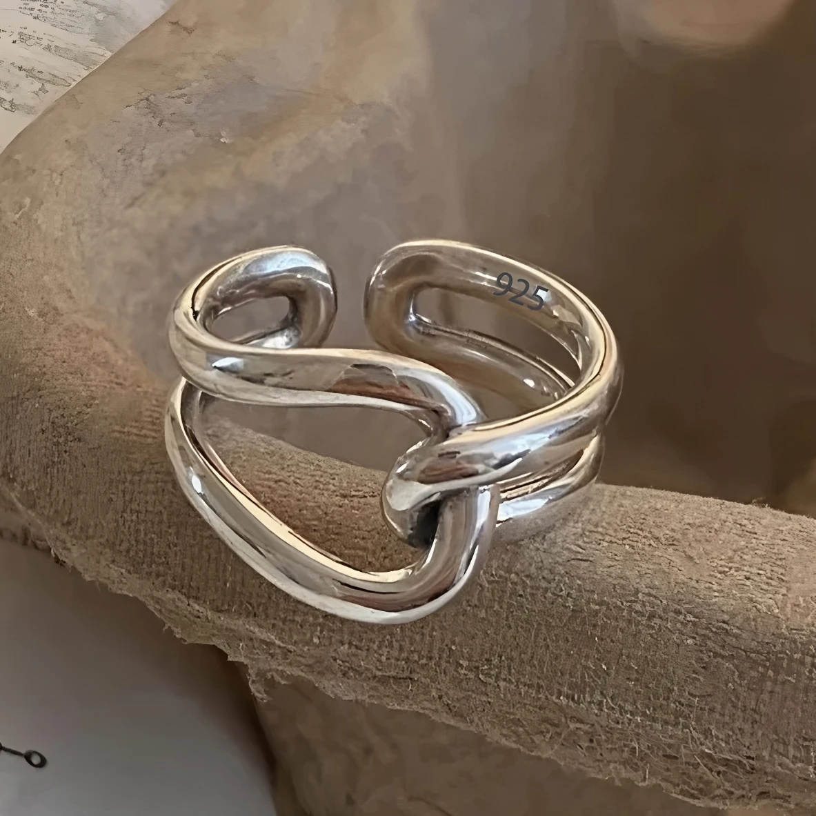 Women's 925 Sterling Silver Wide Vintage Ring
