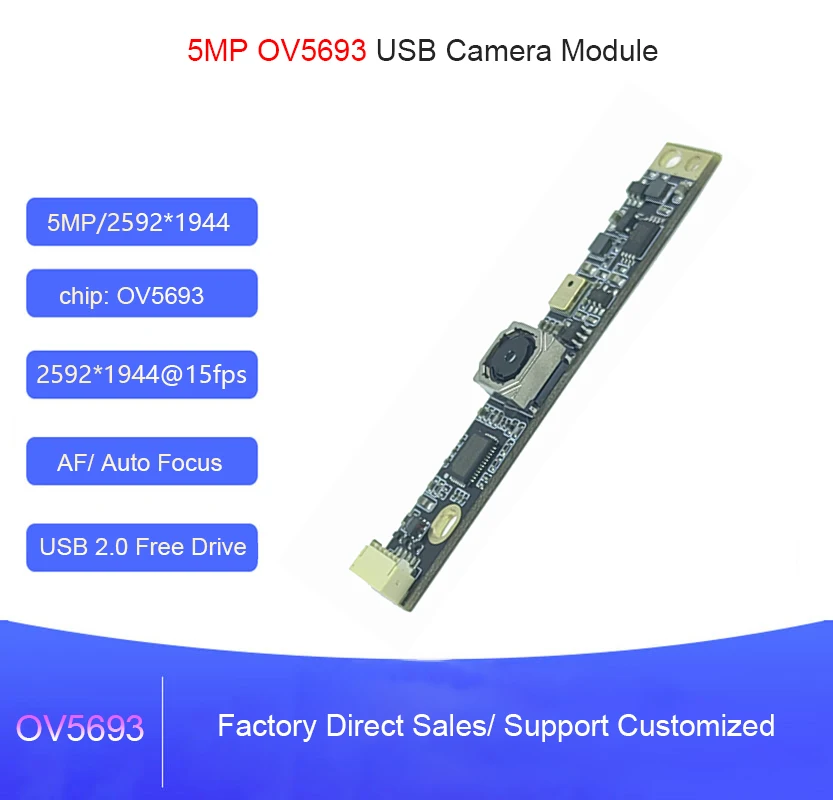 

5MP OV5693 Mini USB Camera Module AF Autofocus built-in Digital microphone UVC OTG Free Driver Webcam For Face Recognition