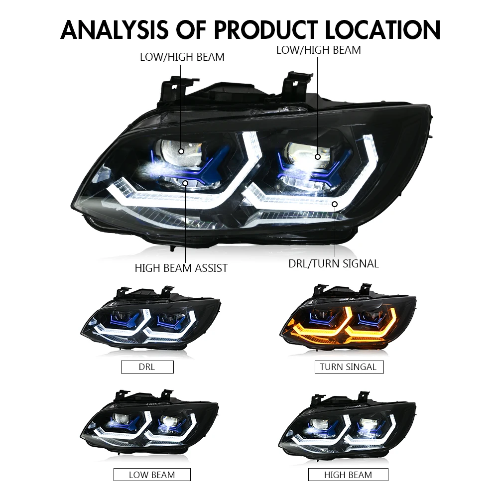 زوج سوبر DRL ضوء HID زينون مصباح مجموعة مصابيح أمامية لسيارات BMW 3 Series 2007-2013 E92 E93 LCI 328i 325i 335i رئيس مصباح #5
