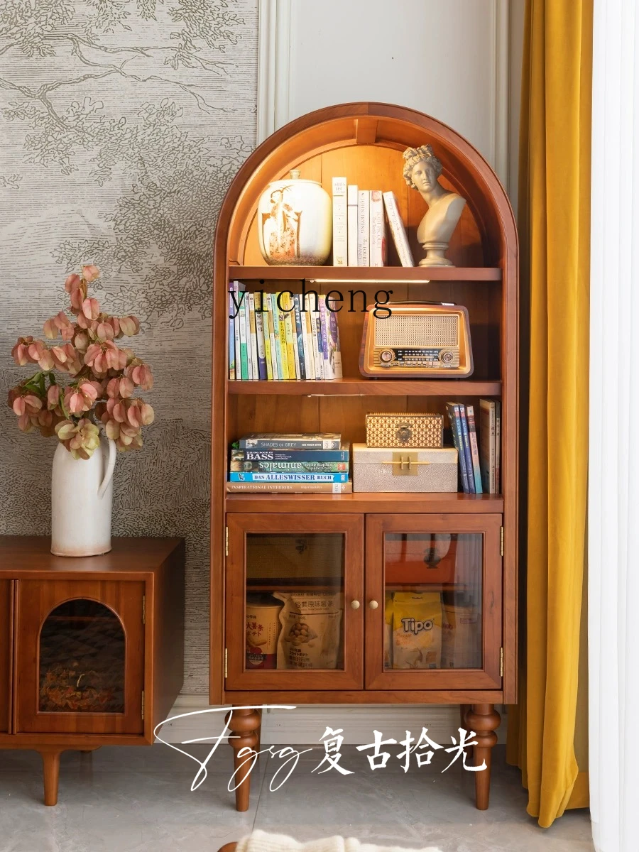 

Zz locker retro old solid wood log wind arched against the wall sofa side cabinet