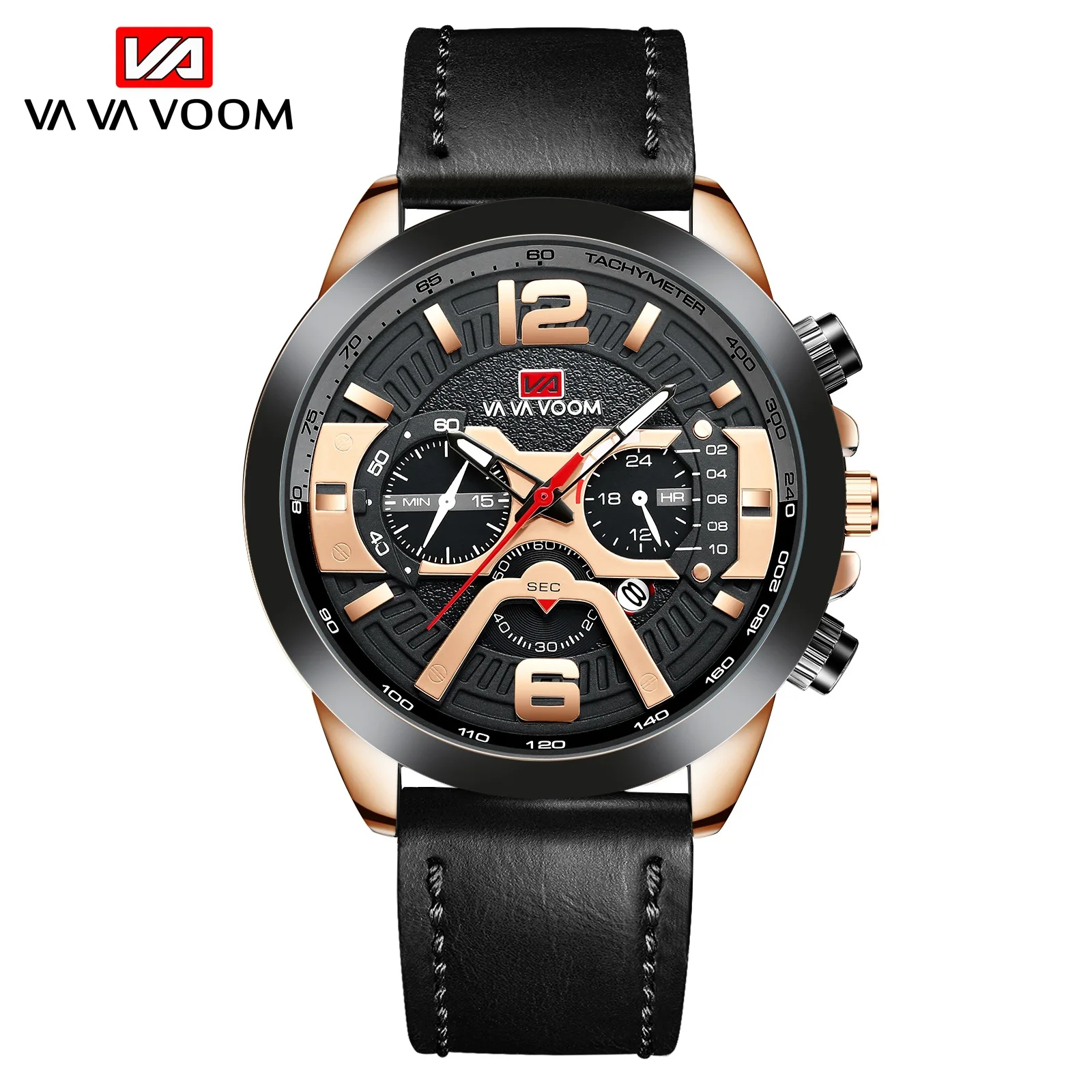 Fashion Va Va Voom Top Brand Casual Sport Watches for Men Luxury Military Leather Wrist Watch Man Clock Chronograph Wristwatches