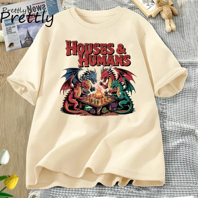 

Футболка «Houses and Humans», трендовая футболка унисекс, забавная футболка Dnd в стиле ретро 90-х годов, повседневные хлопковые футболки с короткими рукавами и круглым вырезом