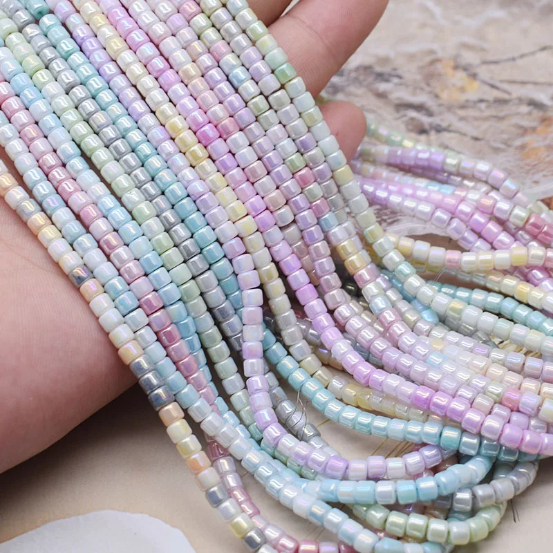 

4mm 98pcs Glass Beads Mixed-color Red pink Color Bucket Shape Loose Spacer Glass Beads for Jewelry Making DIY Necklace