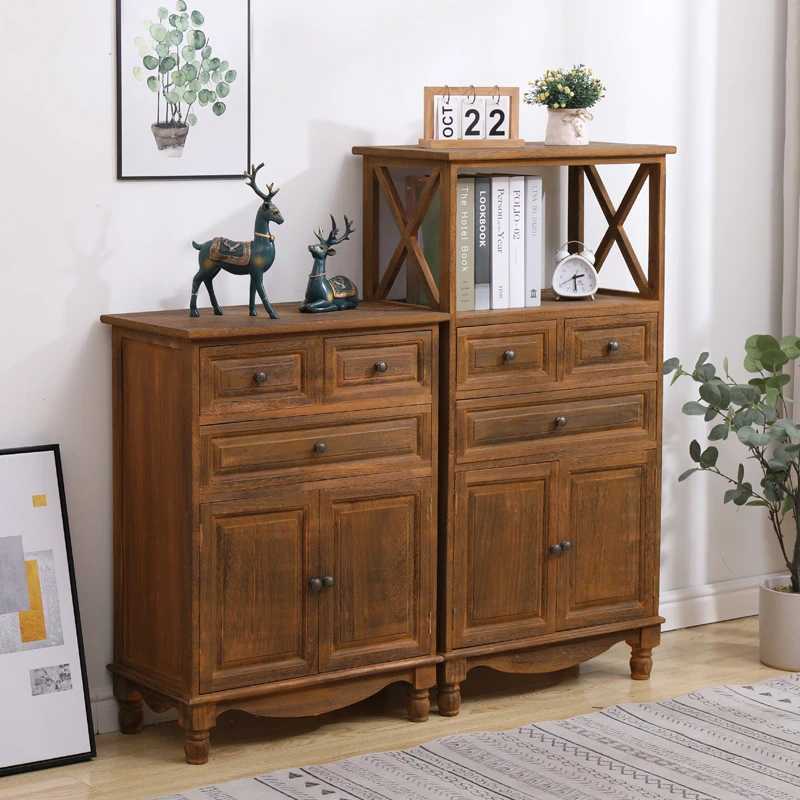 문이 달린 버킷 캐비닛 단단한 나무 미국식 침실 수납 벽에 작은 캐비닛