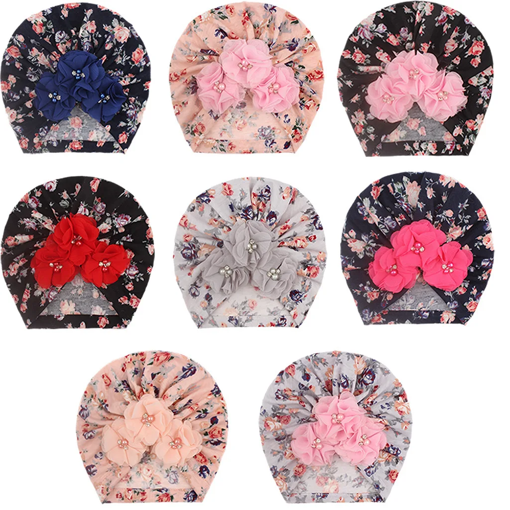 8 Colors Lovely Flower Baby Hat Cute Solid Color Baby Girls Boys Hat Turban Soft Newborn Infant Cap Beanies Head Wraps