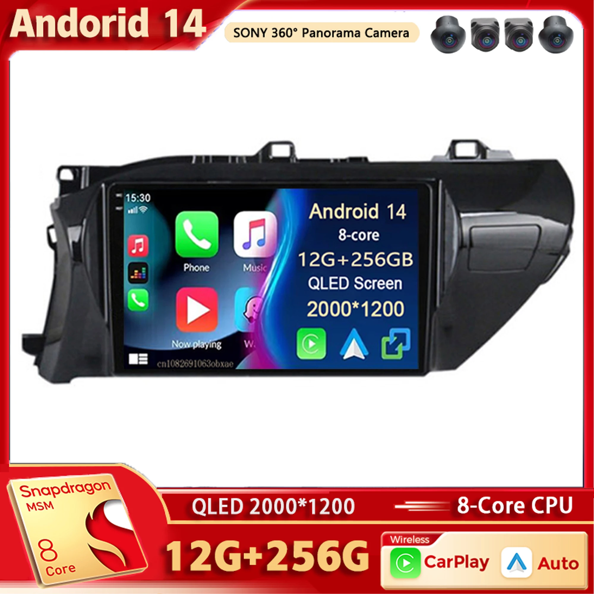 

Android 14 Car Radio Multimedia Player For Toyota HILUX REVO VIGO IMV 2016-2017 Auto Carplay Car Stereo Dsp wifi+4G Ai voice BT