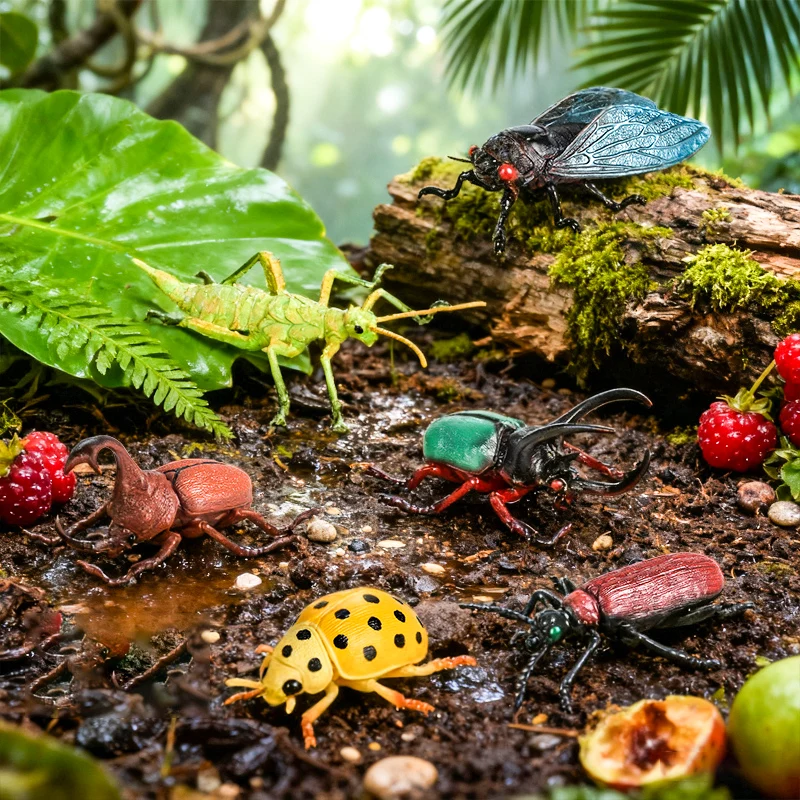 Oenux Insect Animals Model Figurine Butterfly Ant Dragonfly Spider Bee Mantis Scorpion Action Figures Educational Kid Toy Gift