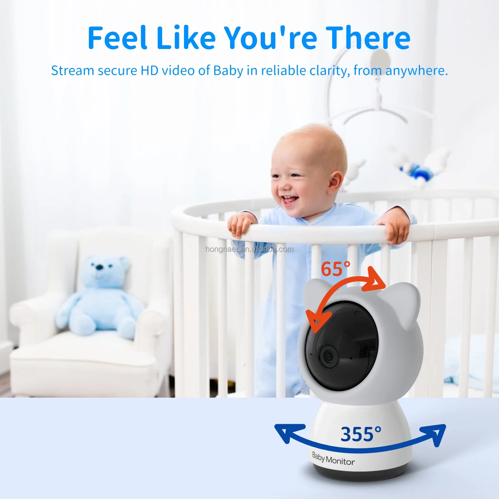Hongnaer Home داخلي الطفل الصوت 5 بوصة شاشة LCD كاميرا متحركة CloudEdge 1080P اللاسلكية 2.4G واي فاي فيديو الذكية الطفل