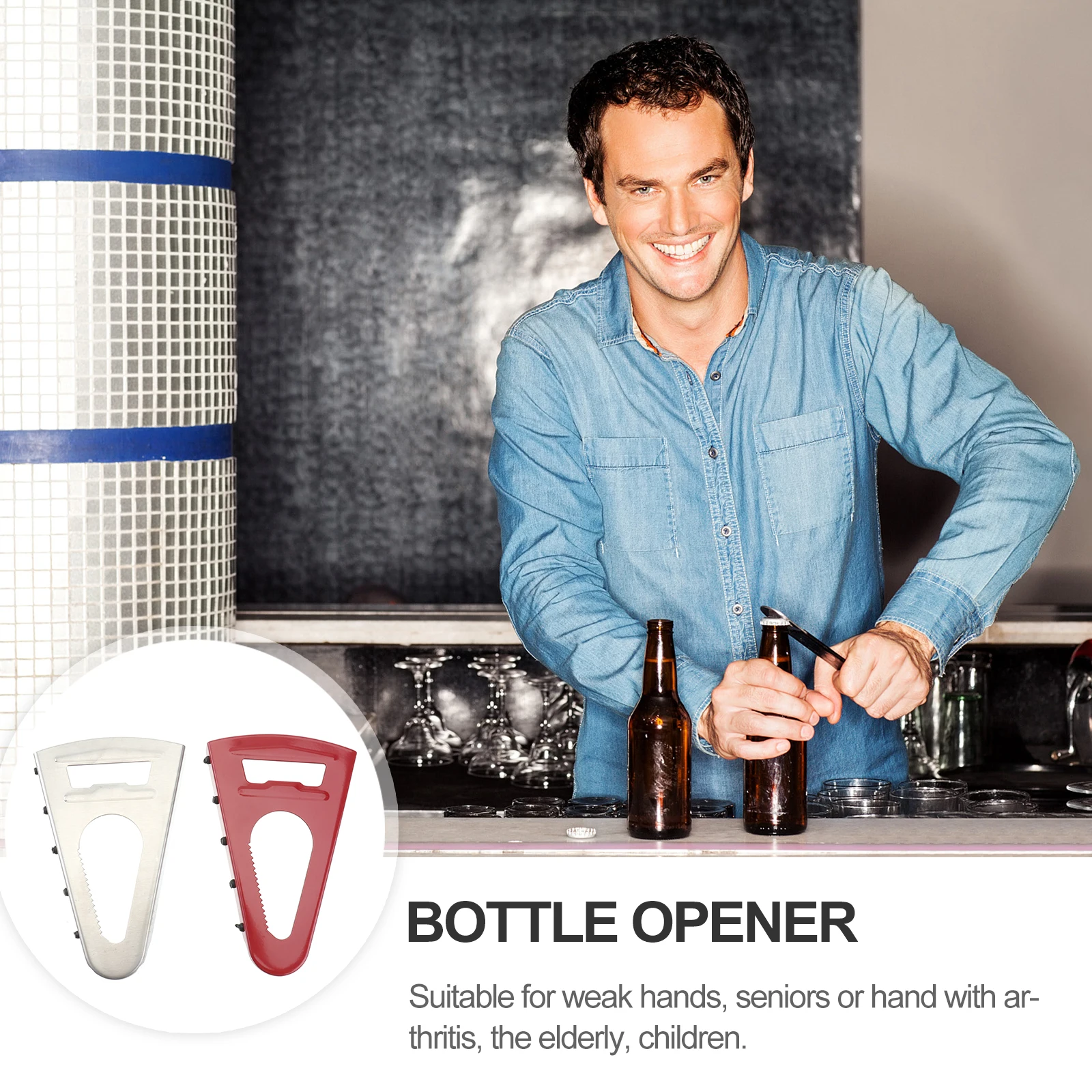 

2Pcs Jar Opener Bottle Opener Manual Kitchen Gadget for All Size Lids Metal Ergonomic Handle Grip Comfort Weak Hands Seniors