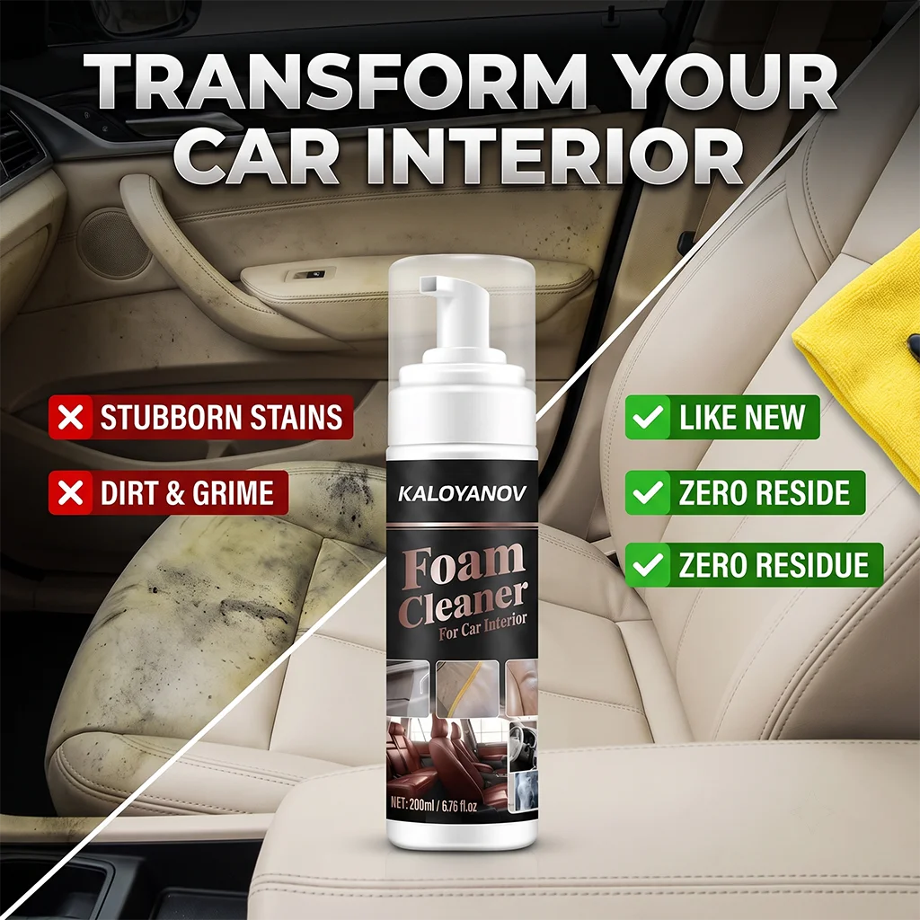 All-Purpose Foam Cleaner Spray Powerful Stain Remover Rinse-Free Deep Cleaning Foaming Agent for Car Interior Home & Kitchen