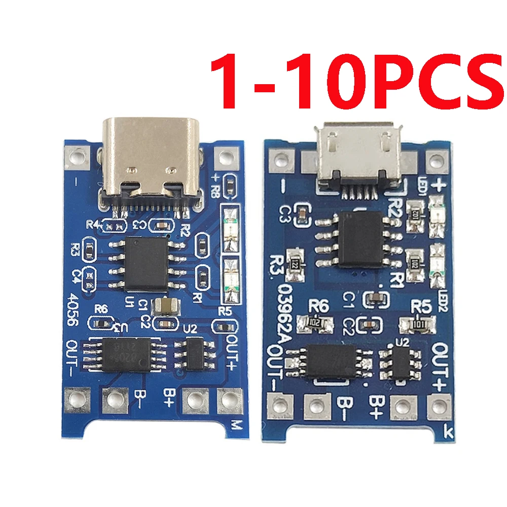 1-10 pièces type-c Micro USB 5V 1A 18650 TP4056 Module de chargeur de batterie au Lithium carte de charge avec Protection double fonctions 1A