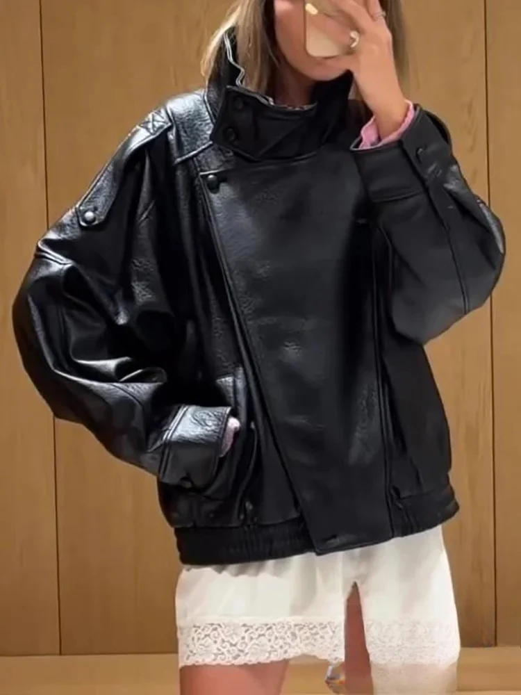 

KONDALA 2021, осенняя уличная одежда, шикарные кожаные куртки, женские водолазки с длинными рукавами и пуговицами на молнии, модная зимняя верхняя одежда