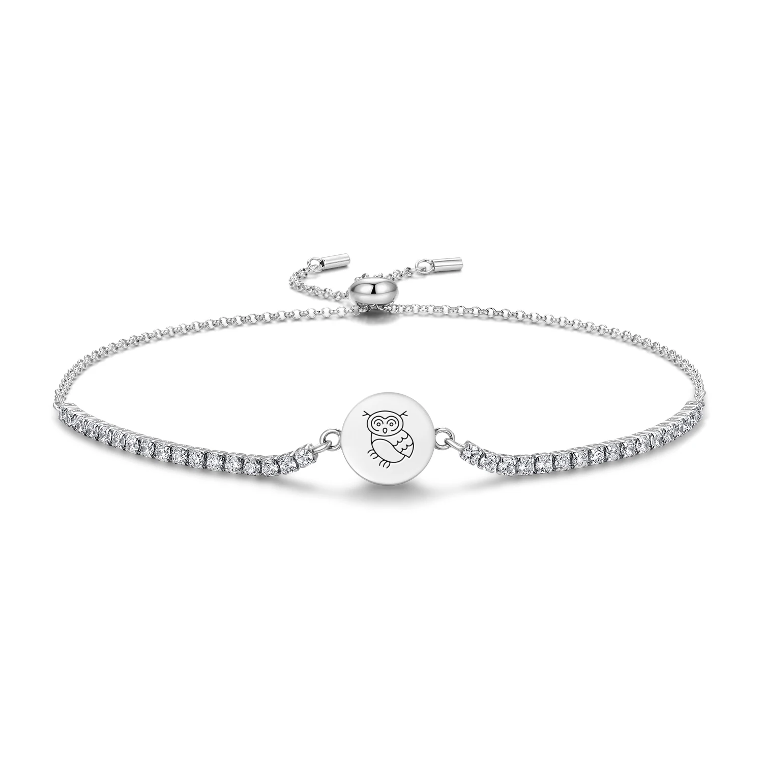 

Браслет «Сова» в стиле фэн-шуй из стерлингового серебра 925 пробы, регулируемая цепочка с цирконами, модные украшения для женщин