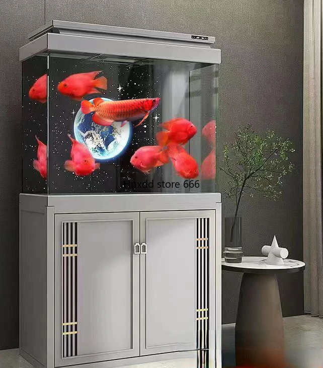 Large and medium-sized ecological ultra-white glass goldfish tank living room floor aquarium free of water change