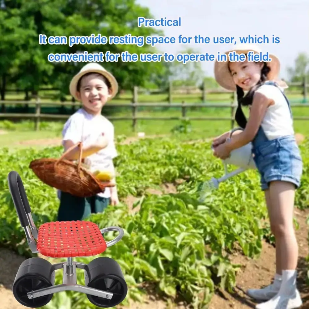 Adjustable Garden Rolling Work Seat Comfortable Labor Saving Garden Seat Cart Folding 360 Rotating Portable Work Stool Field