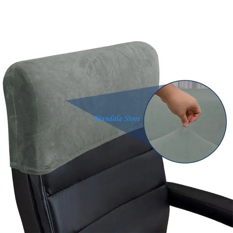 U2JC Stretch Velvets Office Chair Headrest Cover for High Back Computer Chair