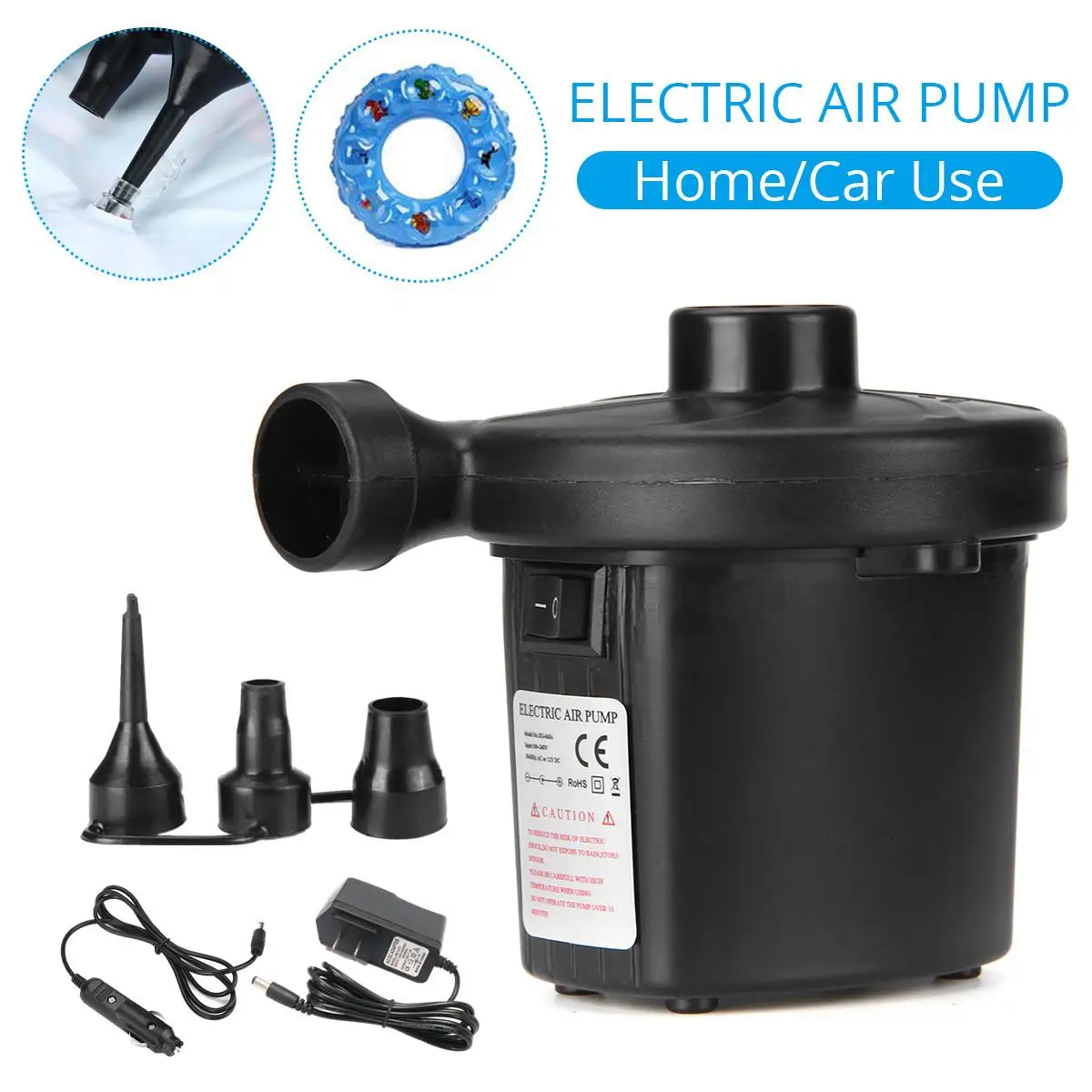 Electric Air Pump for Inflatable Mattress Boat Pool Floats High Pressure Fast Inflation Deflation Outdoor Portable Pump