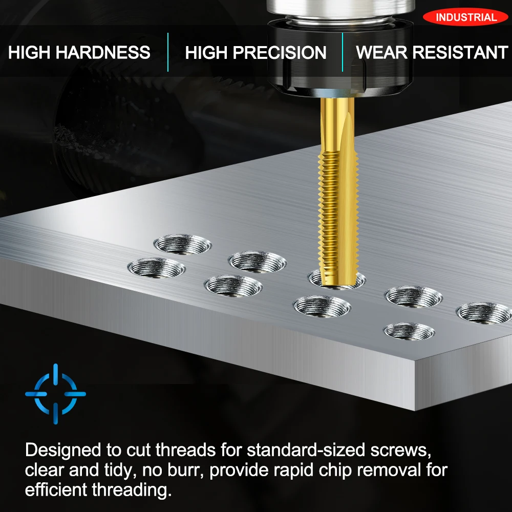 Machine Thread Tap 90-150 Long Shank Metric Plug Tap M2-M12 HSS Straight Flute Screw Taps For Metalworking Threading Tools