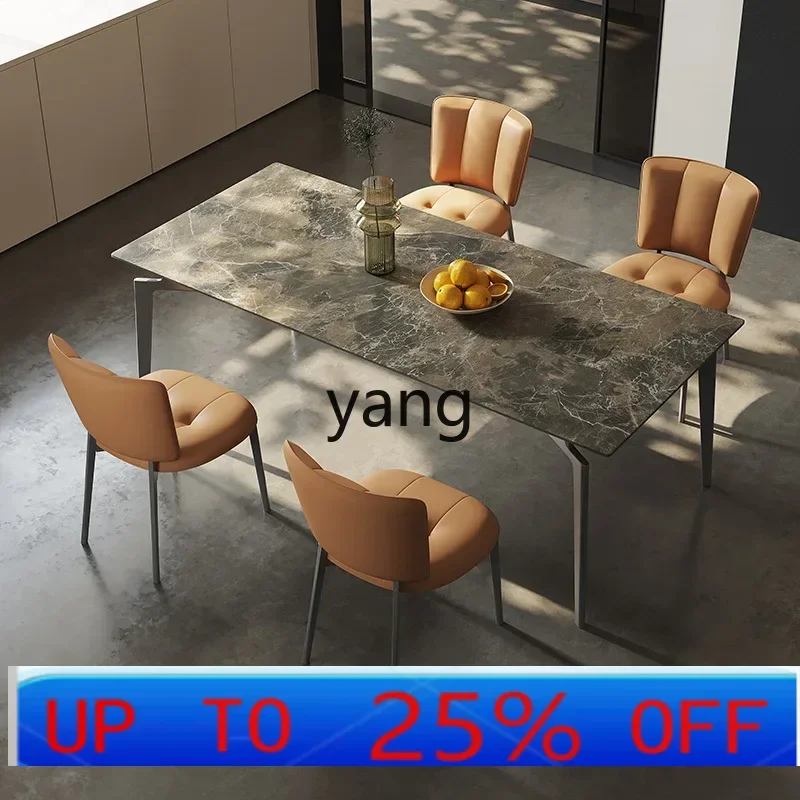 

cx Italian rock slab dining table household dining table and chair combination black new pearl rock slab