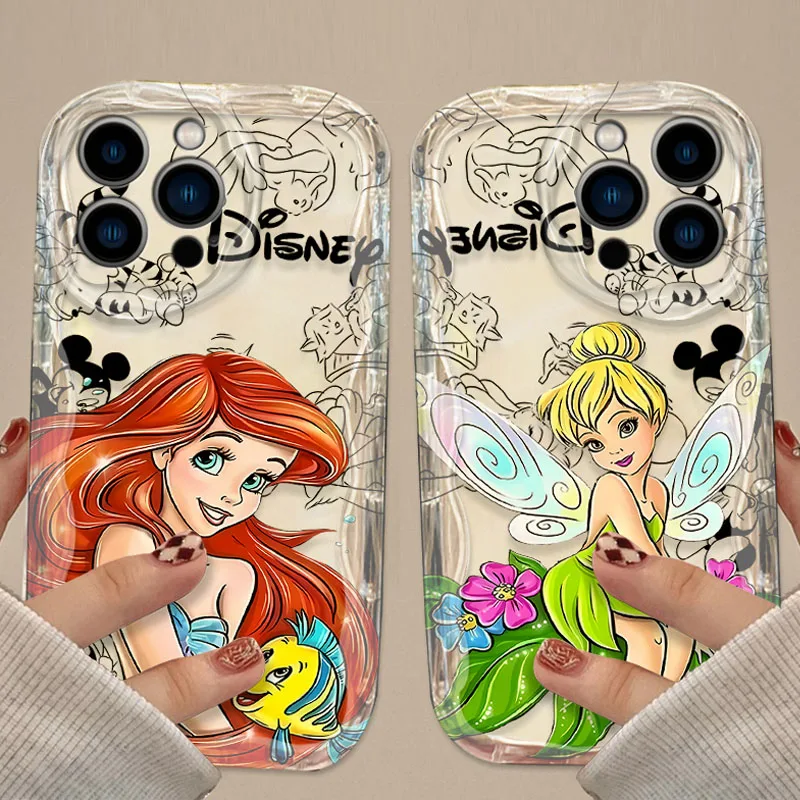 Disney Princess Clear 3D Wave Case For iPhone 15 14 13 12 11 Pro Max X XR XS 8 7 6 6S Plus SE 2020 Shockproof Protective Cover