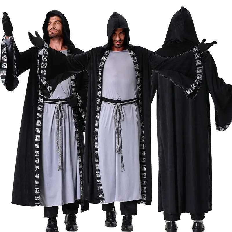 Loween sorcière Cosplay longue Robe moyen-orient arabe prêtre M sorcière Pirate jeu de rôle Costume hommes Faion tendance